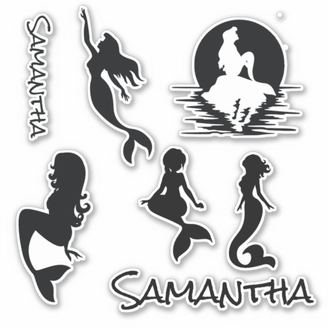Sticker en silhouette noire de sirènes (Devant)