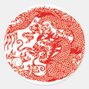 Sticker en spirale de dragon chinois rouge