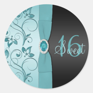 Sticker en Sweet sixteen bleu et noir