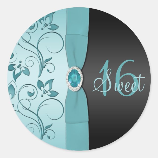 Sticker en Sweet sixteen bleu et noir (Devant)