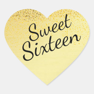 Sticker en Sweet sixteen coeur Confetti Or