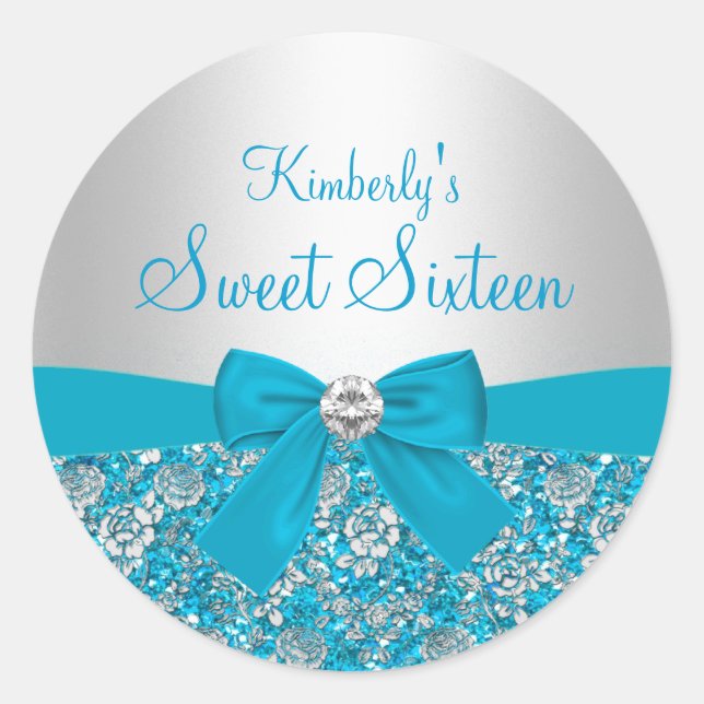 Sticker en Sweet sixteen Parties scintillant bleu  (Devant)