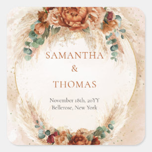 Sticker en terre cuite moderne fleurs bordeaux pam