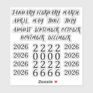 Sticker En-tête Mois 2026 Année Bullet Journal Planner