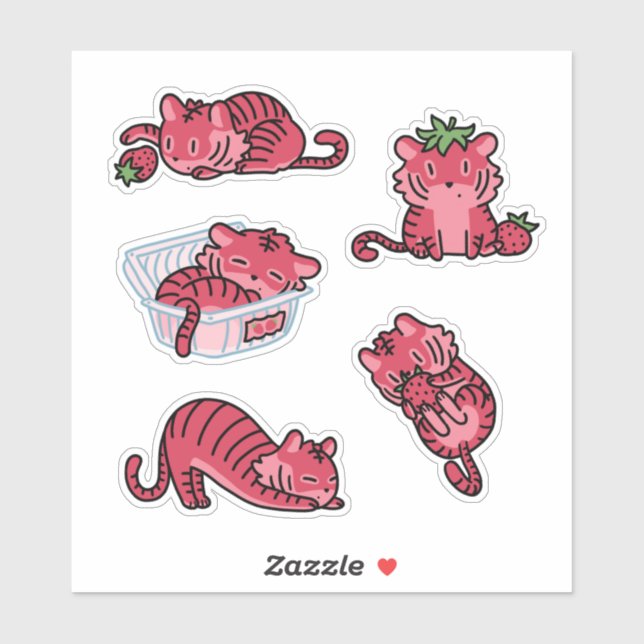 Sticker en Tigre de fraise (Feuille)
