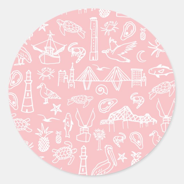 Sticker en toile de Charleston rose (Devant)