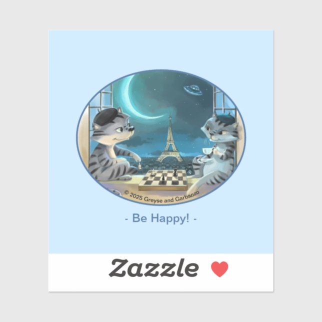 Sticker en Vinyl de Paris de nuit - Happy (Divers) (Feuille)