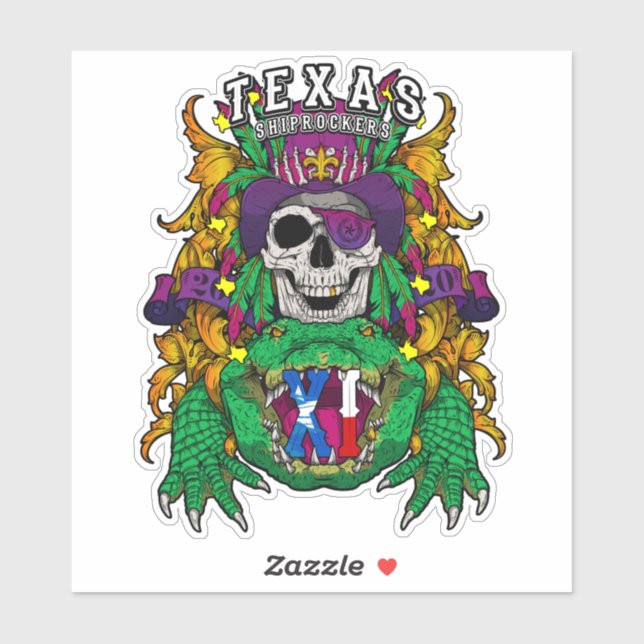 Sticker en vinyle 6" Texas ShipRockers (Feuille)