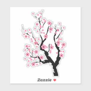 Sticker en vinyle cerise en fleurs