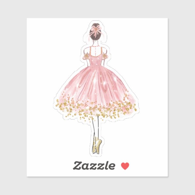 Sticker en vinyle coupé rose/or Ballerina (Feuille)