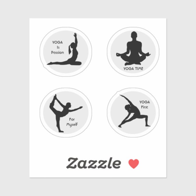 Sticker en vinyle coupé sur mesure Poses de Yoga (Feuille)