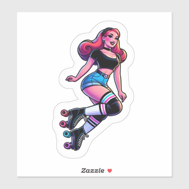 Sticker en vinyle coupé sur mesure : Roller Girl (Feuille)
