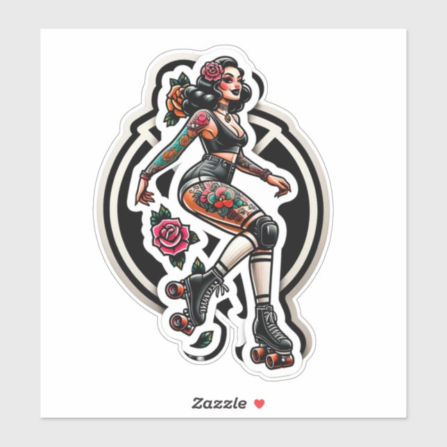 Sticker en vinyle coupé sur mesure : Roller Girl (Feuille)