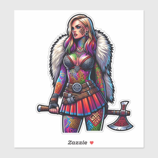 Sticker en vinyle coupé sur mesure : Warrior Woman (Feuille)