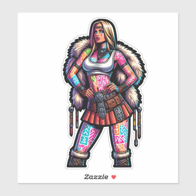 Sticker en vinyle coupé sur mesure : Warrior Woman (Feuille)