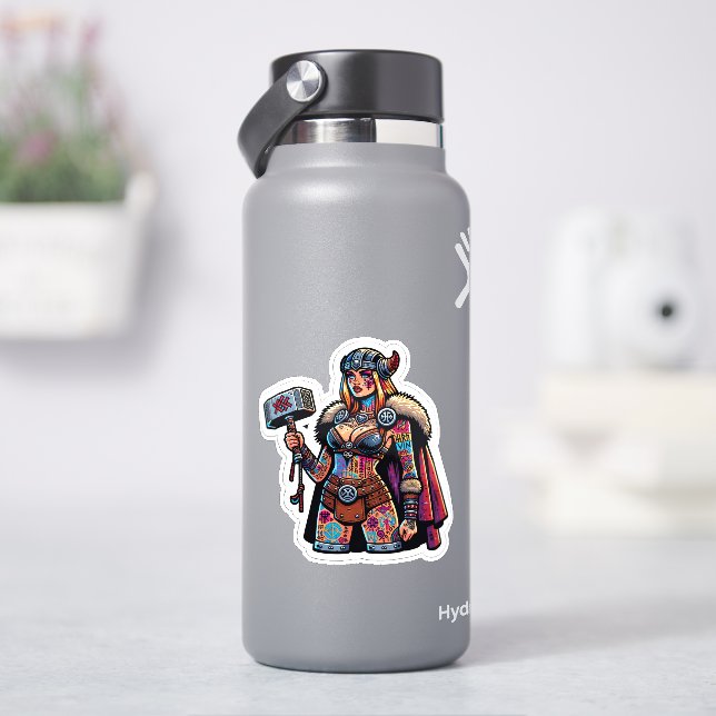 Sticker en vinyle coupé sur mesure : Warrior Woman (HydroFlask)