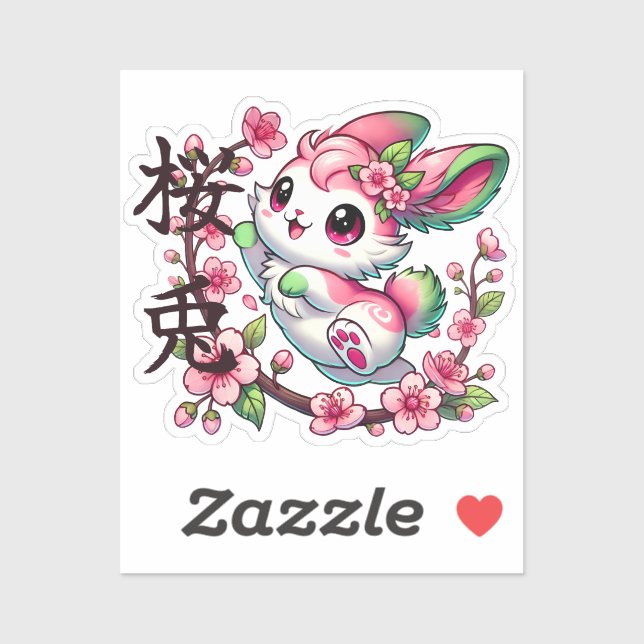 Sticker en vinyle cousu sur mesure Sakura Bunny (Feuille)