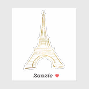 Sticker en vinyle cousu sur mesure Tour Eiffel Or