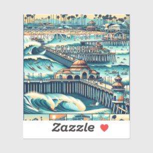 Sticker en vinyle de 3 pouces Huntington Beach Cal