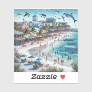 Sticker en vinyle de 3 pouces Siesta Key Beach Flo
