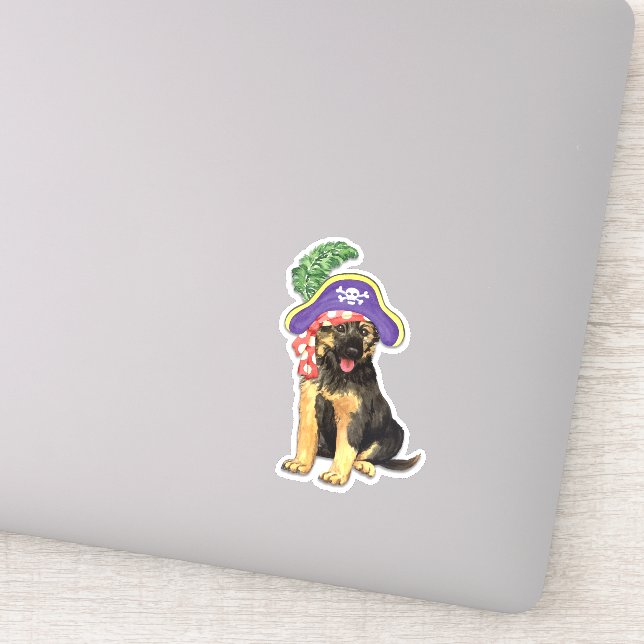Sticker en vinyle de berger allemand pirate (Détail)