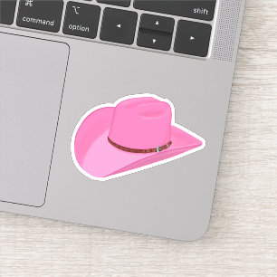 Sticker en vinyle de casquette de cowgirl rose