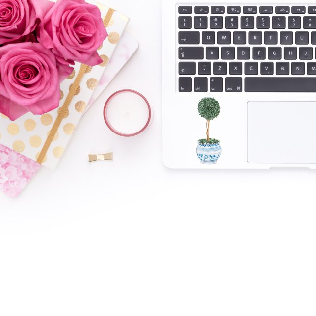 Sticker en vinyle de Chinoiserie d'arbre unique (chinoiserie topiary tree sticker)