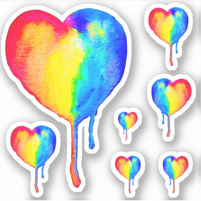 Sticker en vinyle de coeur arc-en-ciel (Devant)