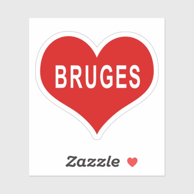 Sticker en vinyle de coeur de BRUGES Red Love (Feuille)