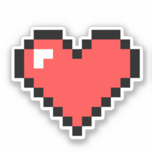 Sticker en vinyle de coeur de jeu vidéo 8bits
