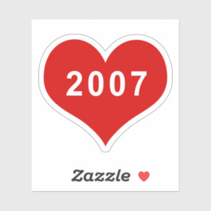 Sticker en vinyle de coeur de l'amour rouge 2007