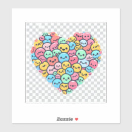 Sticker en vinyle de coeur doux Kawaii