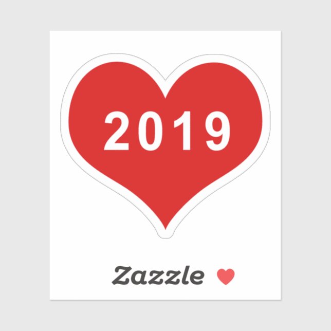 Sticker en vinyle de coeur rouge 2019 (Feuille)