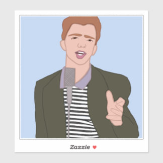 Sticker en vinyle de dessin animé Rick Astley