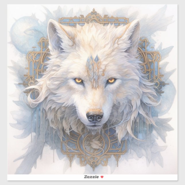 Sticker en vinyle de loup mystique (Feuille)