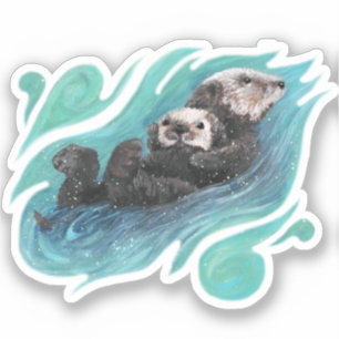Sticker en vinyle de loutres de mer