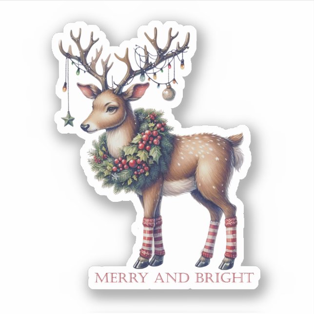 Sticker en vinyle de Noël Joyeux et brillant (Devant)