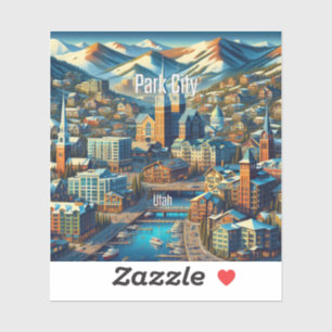 Sticker en vinyle de Park City Utah 3 pouces