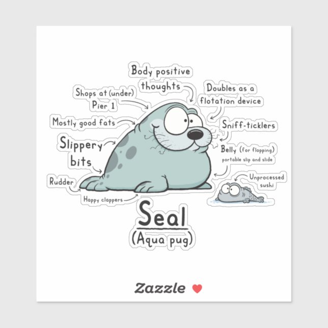 Sticker en vinyle de Seal Wordy (Feuille)