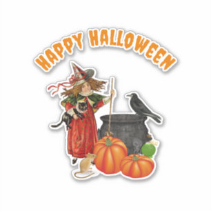 Sticker en vinyle de sorcière vintage Halloween ta