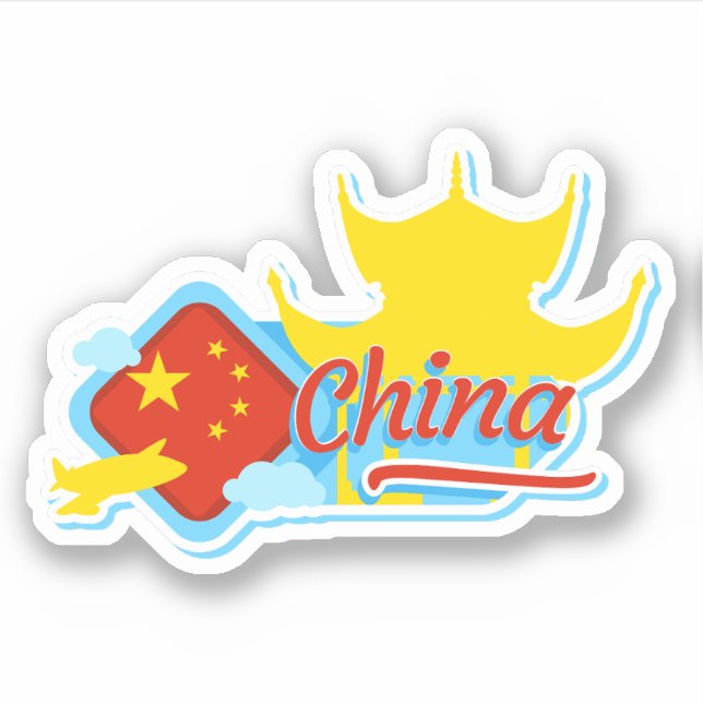 Sticker en vinyle de voyage en Chine (Devant)
