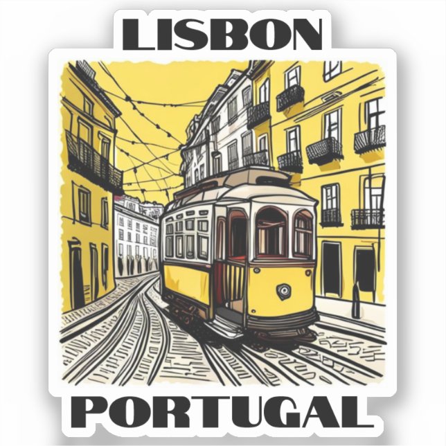 Sticker en vinyle de voyage Lisbonne Portugal (Recto)