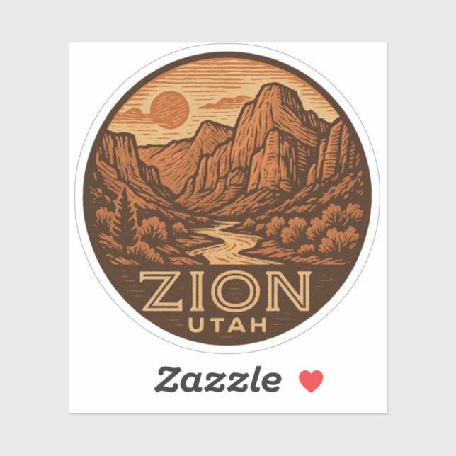 Sticker en vinyle de Zion National Park Utah (Feuille)