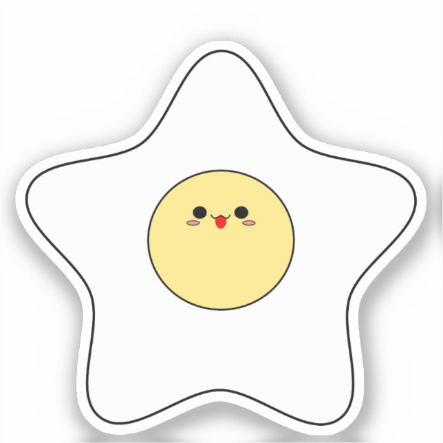 Sticker en vinyle d'oeuf frit Kawaii Star (Recto)