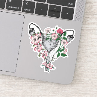Sticker en vinyle d'utérus floral
