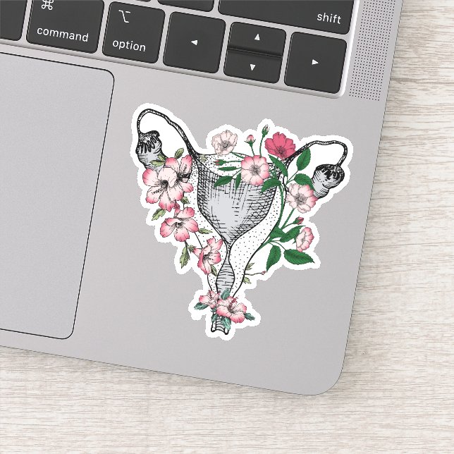 Sticker en vinyle d'utérus floral (Détail)