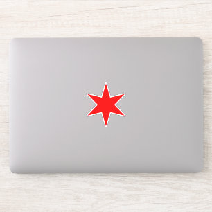 Sticker en vinyle étoile rouge Chicago à 6 branche