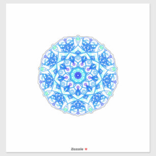 Sticker en vinyle Mandala Boho Blue Snowflake