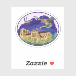 Sticker en vinyle ovale Notre-Dame (Diverses taill
