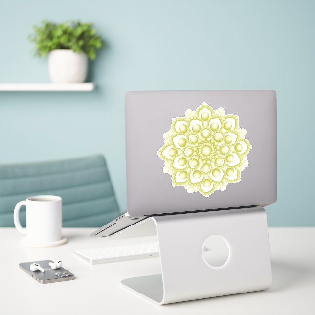 Sticker en vinyle personnalisé à fleur de mandala  (Ordinateur portable sur le bureau)